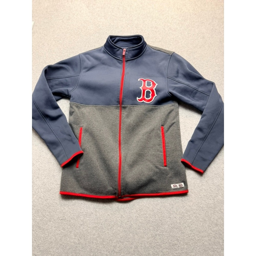 Boston Red Sox True Fan MLB Track Jacket Navy Gray Full Zip Womens Medium